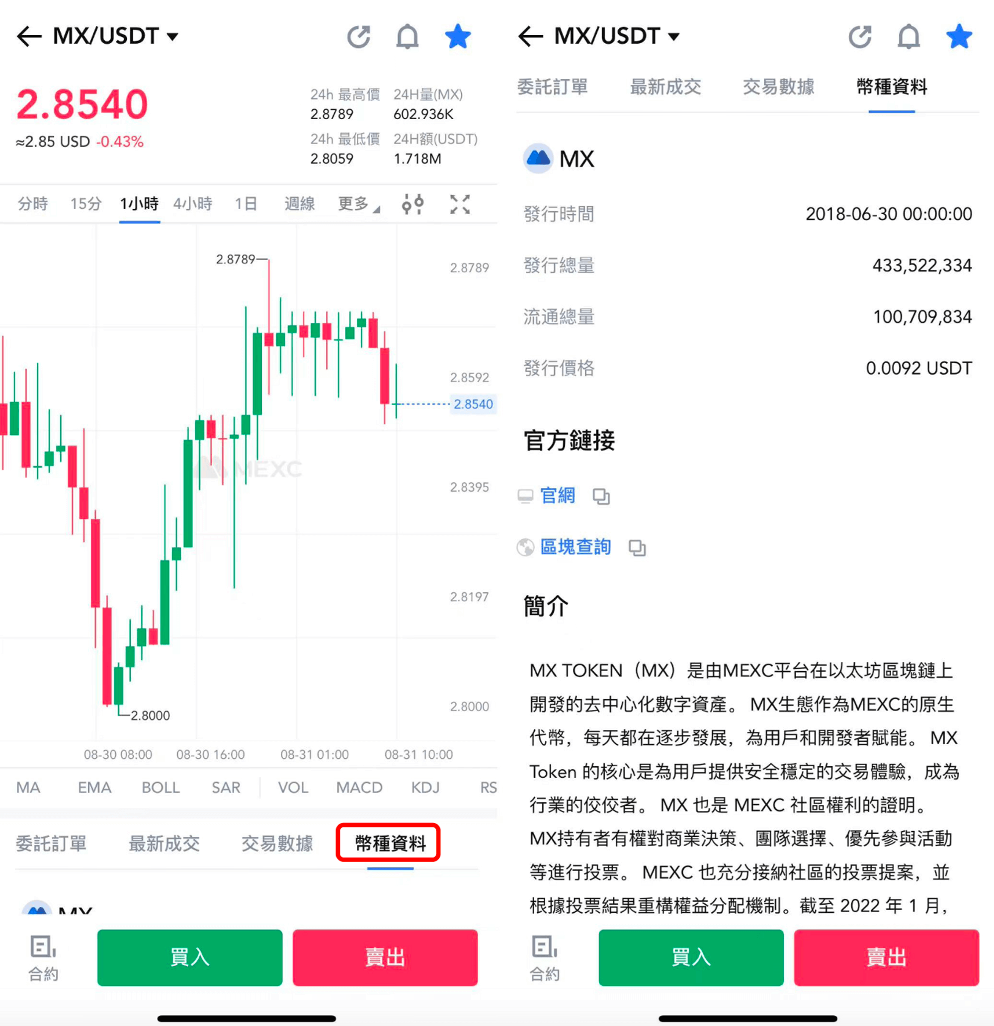 打開 MEXC App，進入「行情」或「交易」頁面，搜尋並點擊你想查詢的幣種。