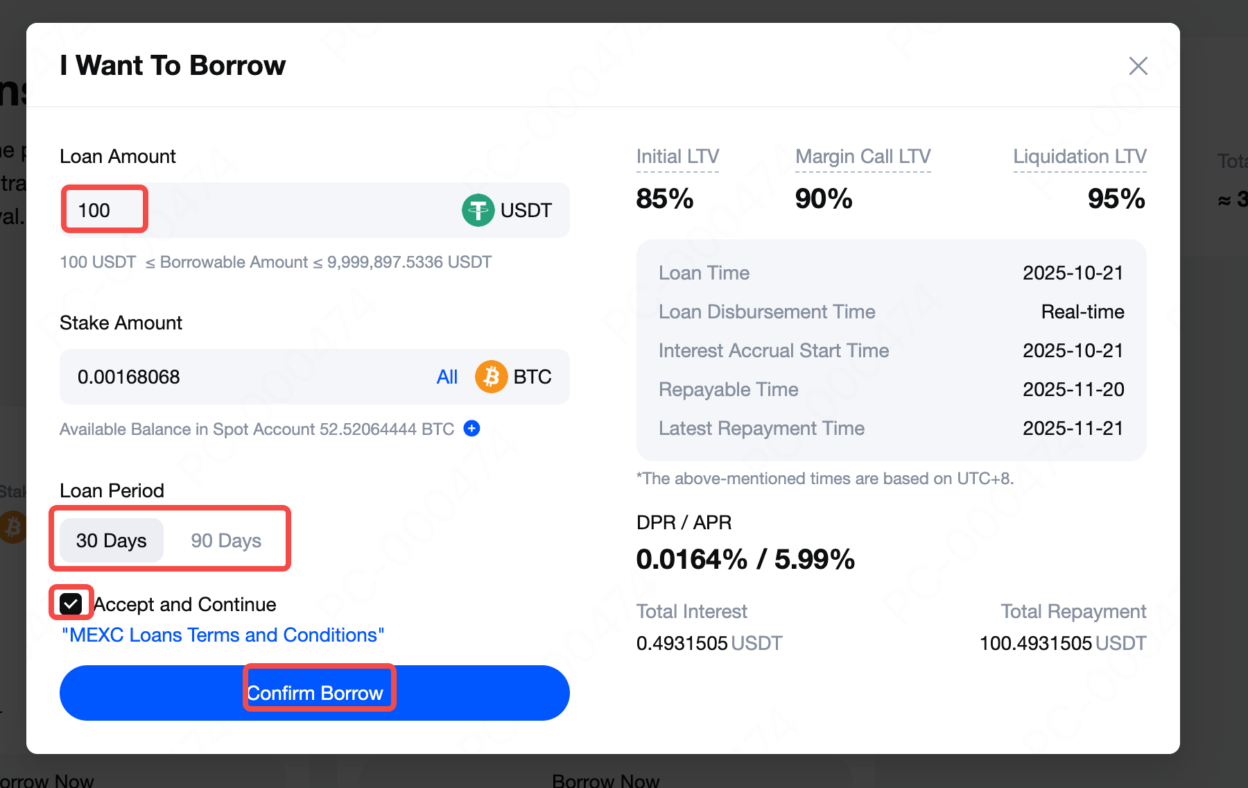 MEXC質押借幣全攻略|利率、風險、操作教學,輕鬆活化你的加密資產 3 如果你的現貨帳戶中 BTC 不足,系統會引導你從合約或法幣帳戶劃轉資金。