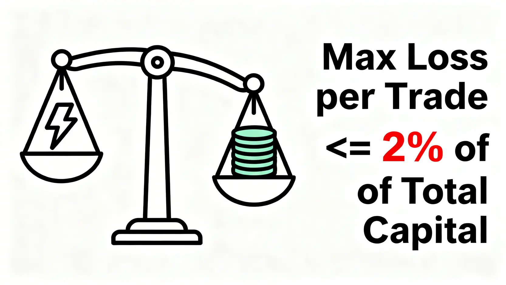 Vantage平台2026年評測:監管漏洞與真實交易成本分析 4 2%資金風險管理法則示意圖,展示單筆交易最大虧損不應超過總資金的百分之二。