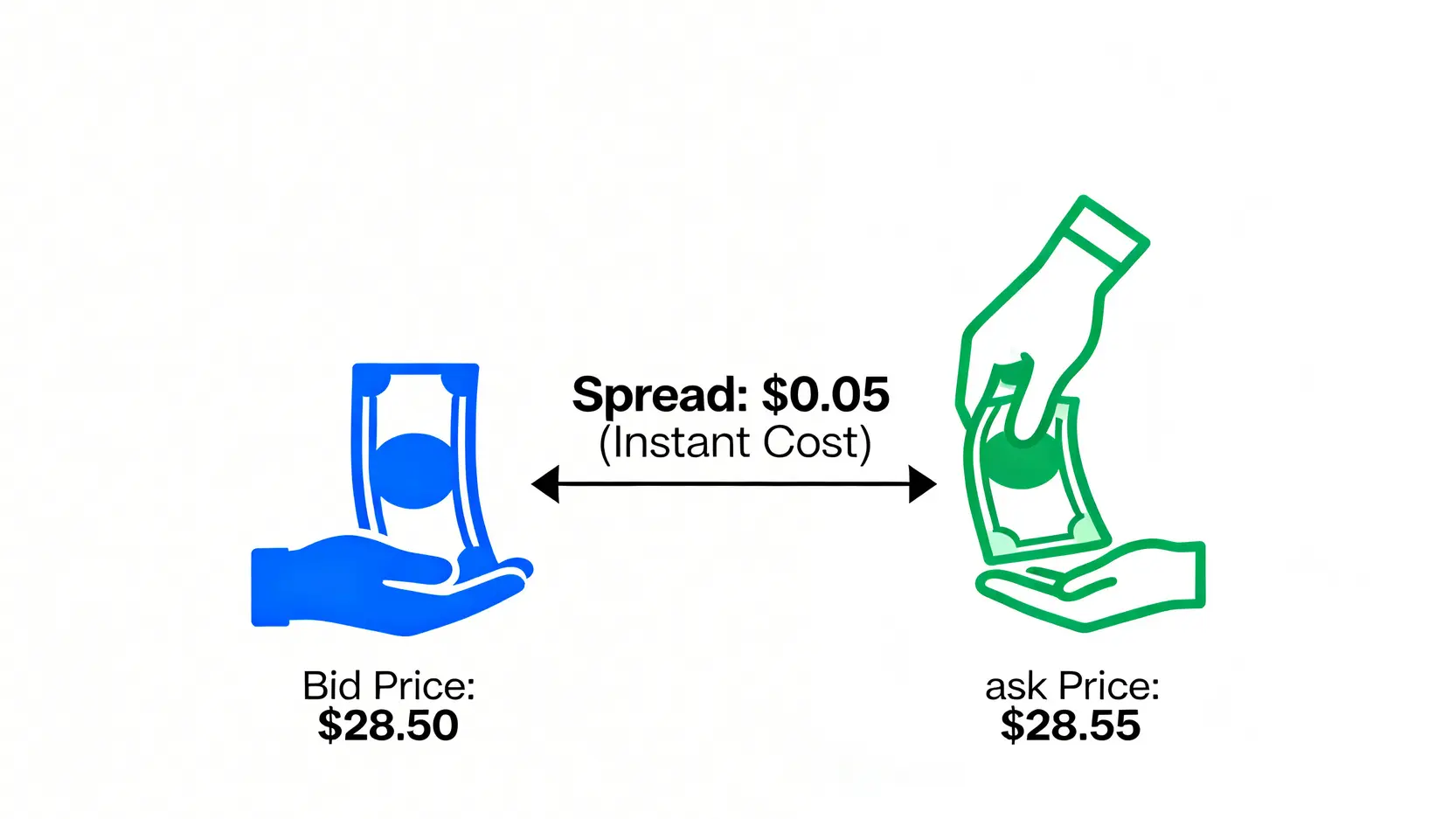 2026白銀投資終極指南:專家揭示90%散戶從未注意的三大隱藏成本 3 一張圖解說明買賣價差,顯示買價與賣價之間的差距即為交易的隱形成本。