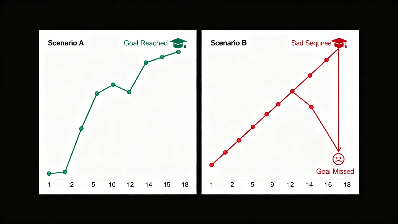 2026子女教育金規劃:專家揭示動態資產配置,一張表看懂儲蓄險與ETF的真實成本 2 序列回報風險示意圖,對比兩種投資時序下的最終資產差異。