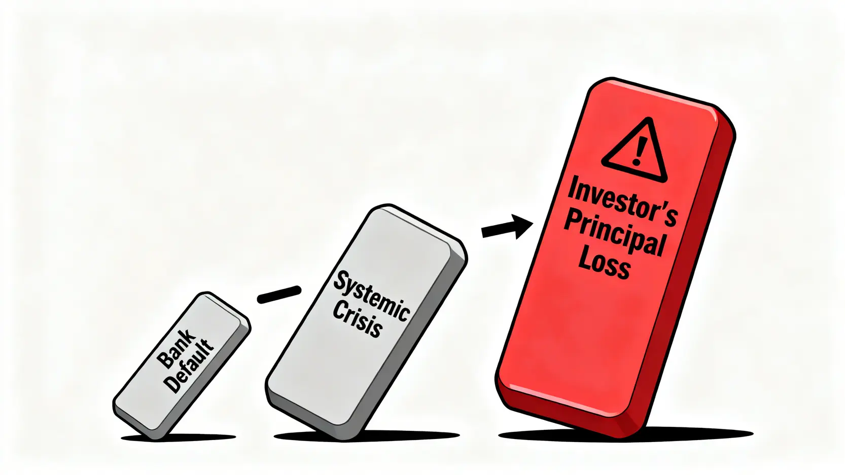 購買結構性存款的7個致命陷阱 (2026更新) - 銀行不會告訴你的事 4 結構性存款的信用風險連鎖反應,從銀行違約到投資者本金損失