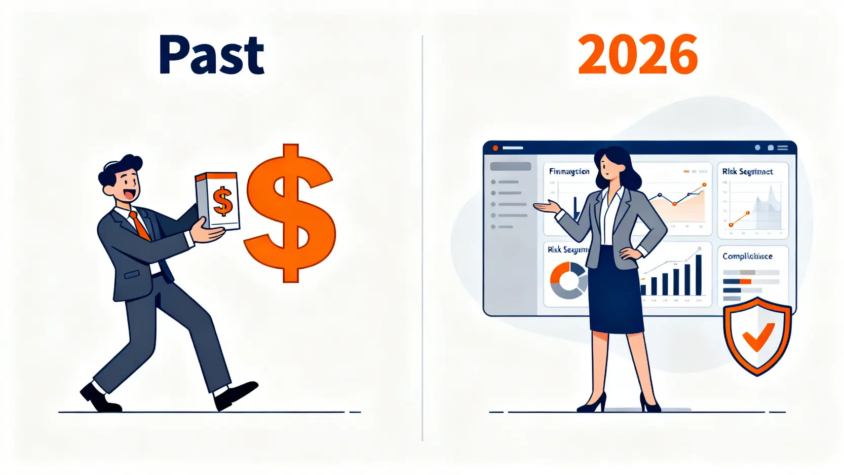 理財專員是什麼?2026 薪資/KPI/轉型路徑全解析 (內附銀行選擇指南) 2 一張對比圖,展示了理財專員從過去的產品銷售員演變為2026年的財務風險策略師,後者運用數據和合規工具。