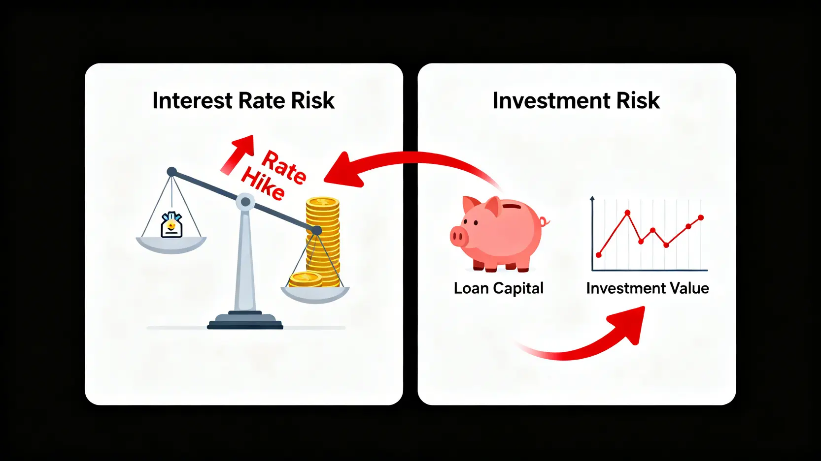 理財型房貸能貸多少?2026最新10大銀行『額度/利率』精算解析 4 理財型房貸的兩大風險:升息導致還款壓力增加,以及投資失利導致本金虧損。