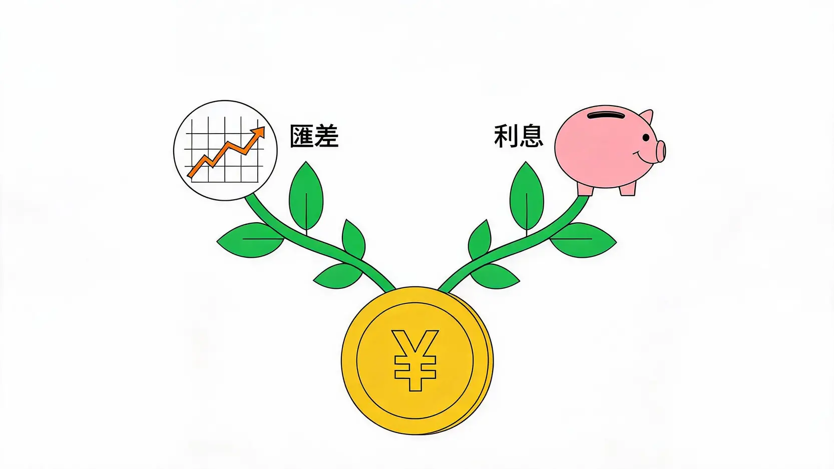 【2026外匯入門】小額外幣投資怎麼選?3大管道與高勝率理財攻略 2 小額外幣投資的兩大獲利來源:匯差與利息示意圖