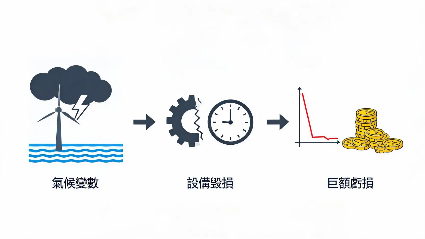 森崴能源怎麼了?Q1大虧18億面臨下市,風電黑馬跌落神壇全解析 2 離岸風電計畫導致虧損的因果流程圖
