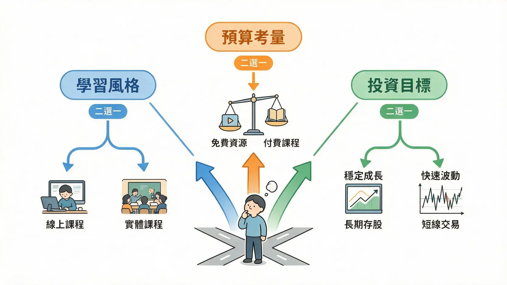 投資課程怎麼選?2026股票理財入門到實戰10+資源評比 3 選擇投資理財課程的三大評估維度:學習風格、預算考量與投資目標。
